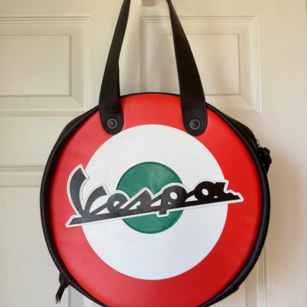 Vespa Round Mod Handbag White Red Green Italian Scooter Retro Statement Bag